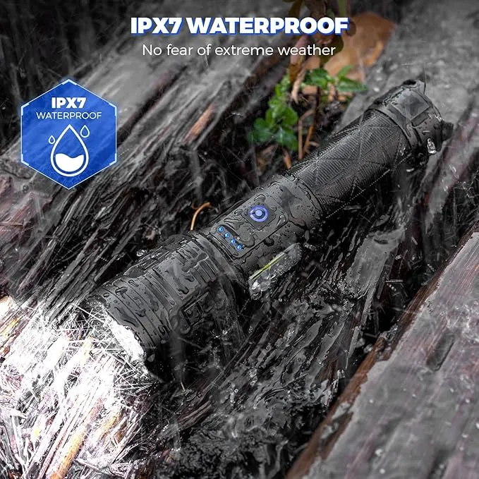 Rechargeable Flashlights High Lumens, 990000 Lumen Super Bright LED Flashlight with Adjustable 7 Modes & 12H Long Runtime, Powerful Waterproof Handheld Flash Light, Flashlights for Home Camping...