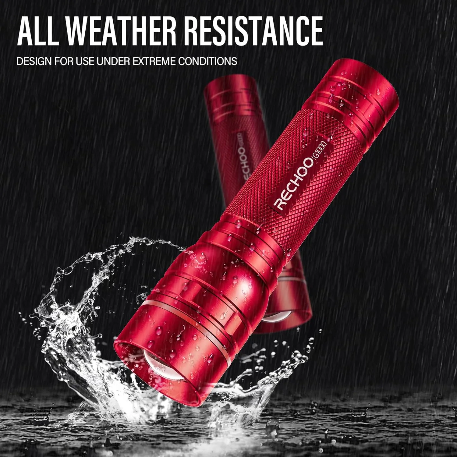 Rechargeable Flashlights High Lumens, G1000 Super Bright Flash Light 2 Pack, Small Zoomable LED Flashlight with 3 Lighting Modes, Portable Flashlights for Camping Essentials, Gift for Women (Red)