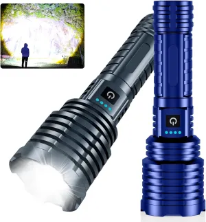 Rechargeable Flashlights High Lumens, LM Super Bright LED Flashlight, Powerful Tactical Flashlight, Long Battery,Holster, 5 Modes Zoomable Waterproof Flash Lights for Home, Camping, Emergencies