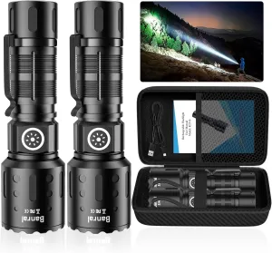 Rechargeable Flashlights High Lumens, Super Bright LED Small Powerful Tactical Flashlight with Memory Function, 6Modes Pocket Waterproof Flash Light for Camping,Emergency