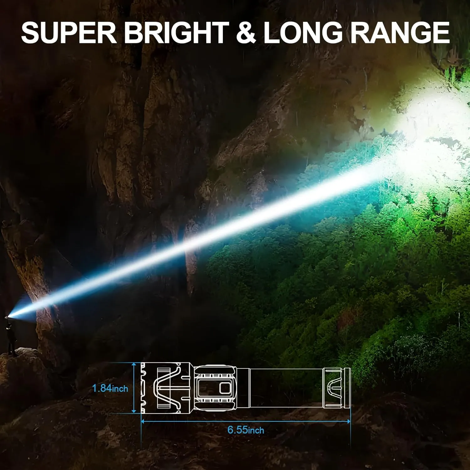 Rechargeable Flashlights High Lumens - Super Bright LED Tactical Flash Light, Powerful Waterproof Handheld USB C Flashlight for Camping,Emergencies,Home,5 Modes,Zoomable (1, Green)