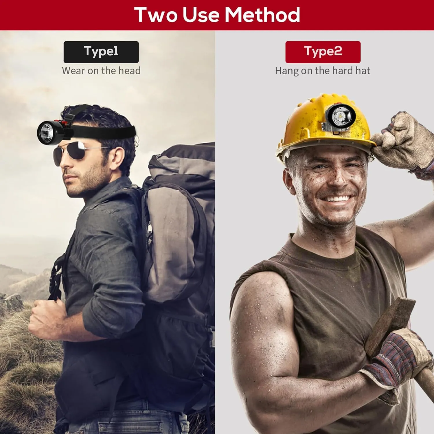 Rechargeable LED Cap Mining Lamp for Hard Hat Helmet, Waterproof Explosion-Proof Miner Headlight Flashlight for Outdoor Work, Tunnel, Coal Mine, Hunting, Fishing, Camping, Caving, Construction