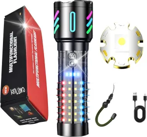 Rechargeable LED Flashlight, 2,000,000 Lumens, Tactical, 5 Modes, Zoomable, IP67 Waterproof, for Camping/Home (CCa519N)