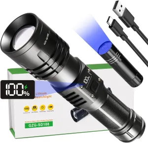 Rechargeable LED Flashlights 1000000 High Lumens,𝟐𝟎𝟐𝟓 𝐍𝐞𝐰 High Powered Waterproof Tactical Flashlight Spotlight Flashlight for Home, Bright Flashlight Black for Outdoor Camping Emergency