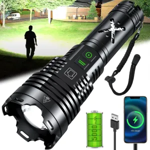 Rechargeable Led Flashlights 5200.000 High Lumens,Super Bright Flashlight True,Powerful Tactical Flashlight Up to 24H Long Battery Life Zoomable 6 Light Modes IP67 Water Resistant for Home Camping
