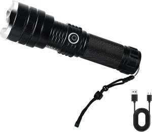 Rechargeable LED Flashlights,Super Bright 250000 Lumens Powerful Flashlights with USB Cable, 5 Modes & Zoomable, Waterproof Flashlight for Emergencies, Hiking