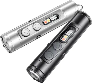 Rechargeable LED Magnetic Super Bright Tactical Flashlight, Multi Functional Waterproof Tactical with Hat Clip, Adjustable Light Modes (Silver ( Without Ignition ))