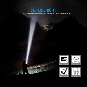 Rechargeable LED Tactical Flashlight, Pocket-Size Small LED Flashlight, 2000lm, Super Bright LED, Zoomable, IPX6 Waterproof Flashlight for Hiking, Camping, Emergency, 4pcs