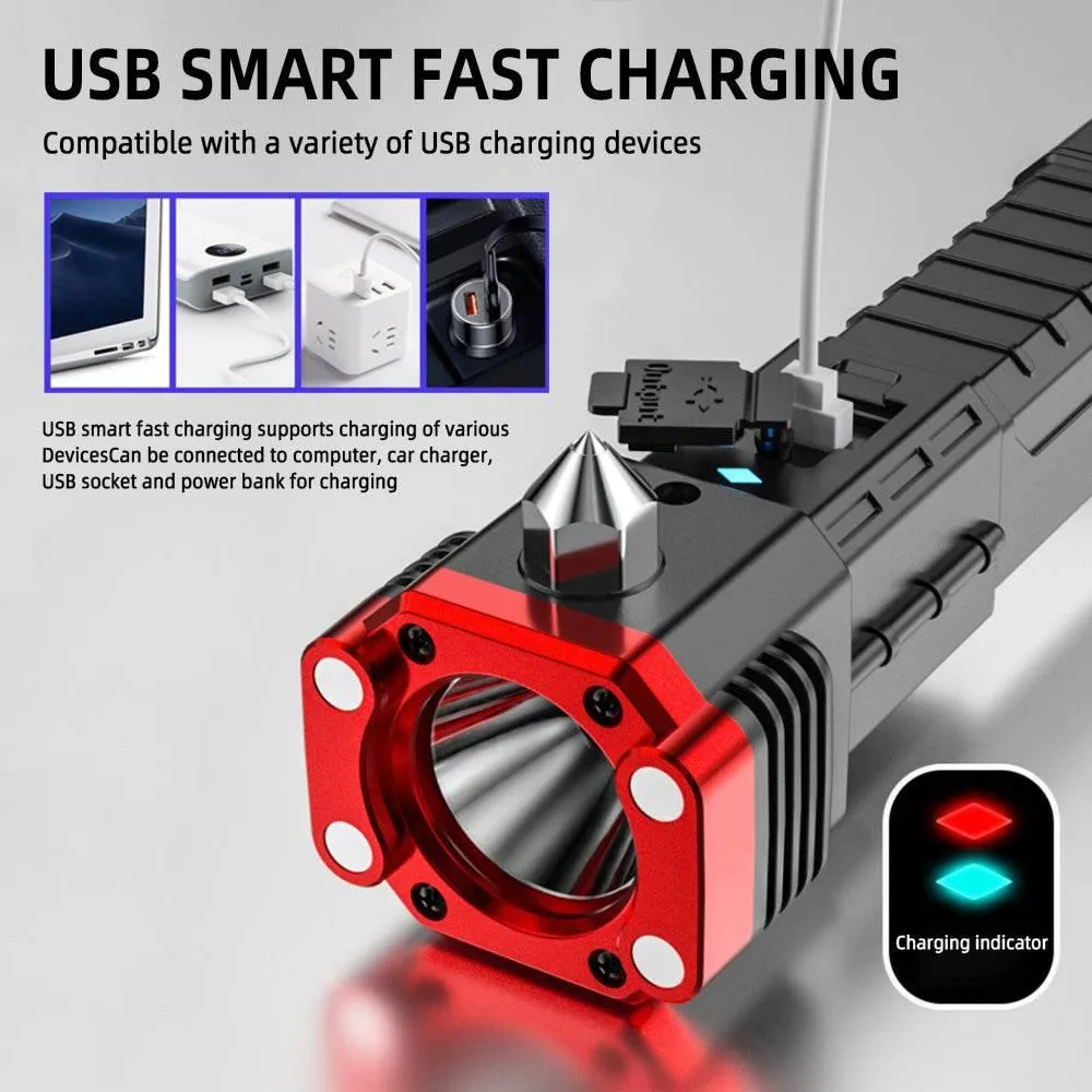 Rechargeable Magnetic Flashlight - Heavy-Duty Multifunctional Safety Light