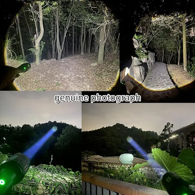 Rechargeable Military Flashlight, 220,000LM Powerful Tactical Flashlight, 5000 mAh LED Variable Focus, Up to 50 Hours of Continuous Use, for Camping Expeditions and Emergencies