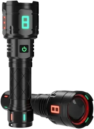 Rechargeable Military Flashlight, 220,000LM Powerful Tactical Flashlight, 5000 mAh LED Variable Focus, Up to 50 Hours of Continuous Use, for Camping Expeditions and Emergencies