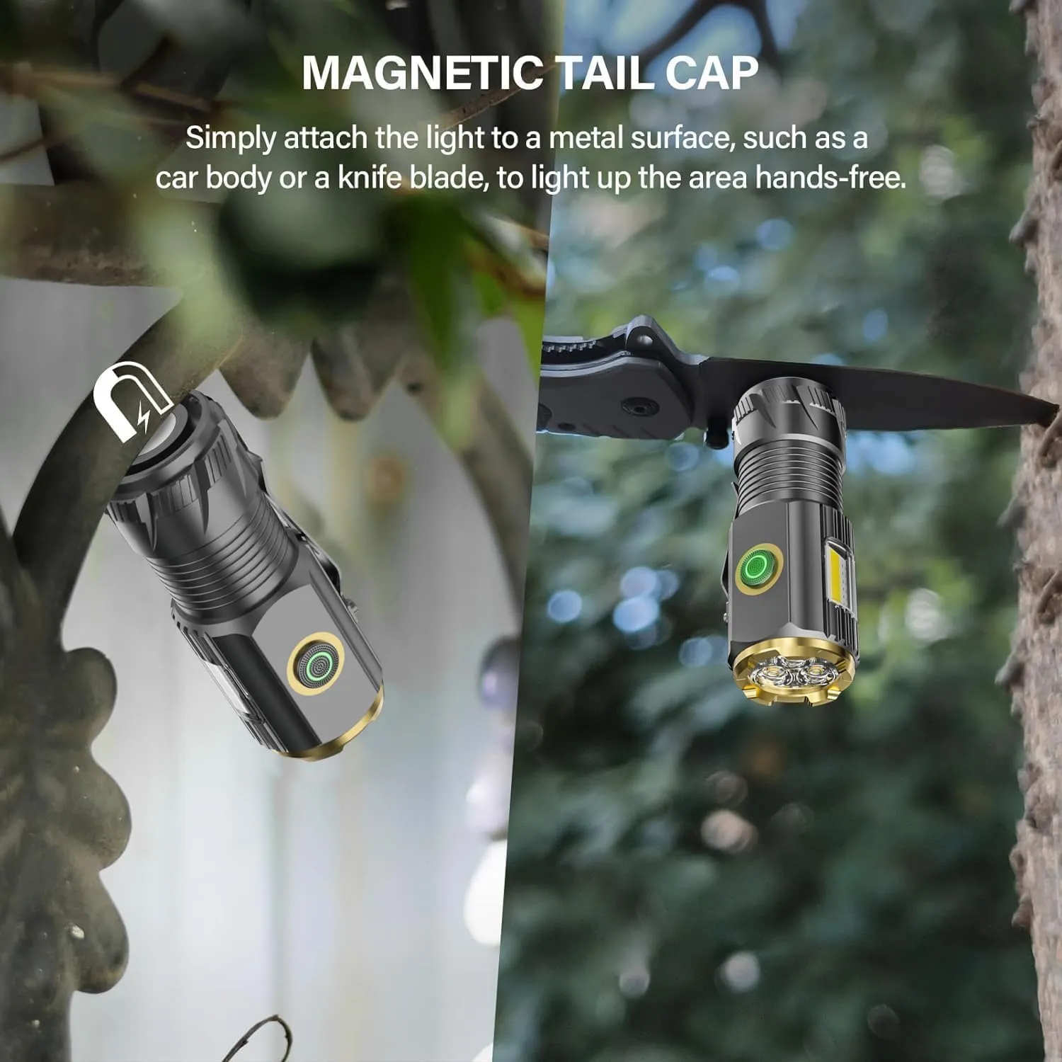 Rechargeable Mini LED Flashlight, 9000 lumens Ultra Bright Small Flashlight, with Clip and Magnet, IPX6 Waterproof, 6 Modes, Suitable for Camping, Hiking, and Emergency situations (2-Piece Set)