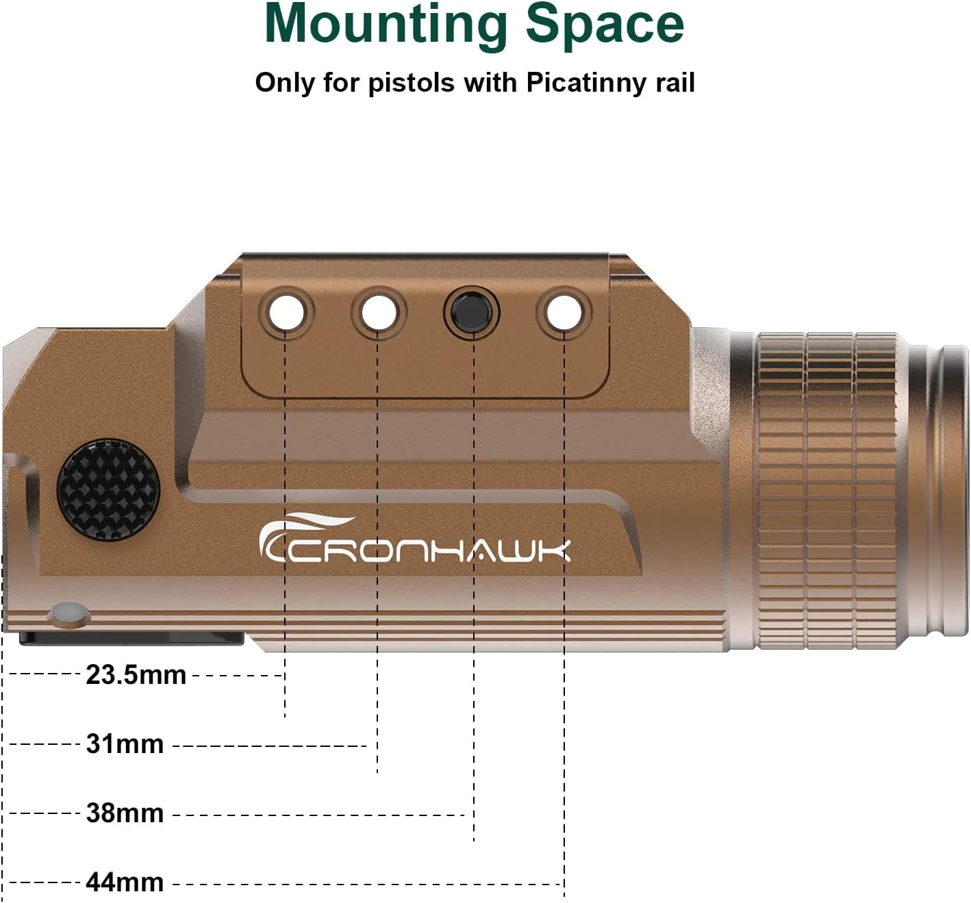 Rechargeable Pistol Light, 700 Lumen Compact Rail Mounted Tactical Gun Flashlight fit for Picatinny MIL-STD-1913