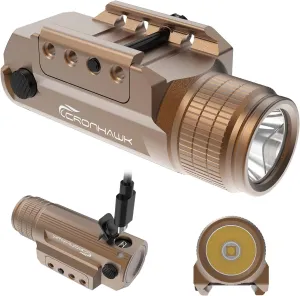 Rechargeable Pistol Light, 700 Lumen Compact Rail Mounted Tactical Gun Flashlight fit for Picatinny MIL-STD-1913