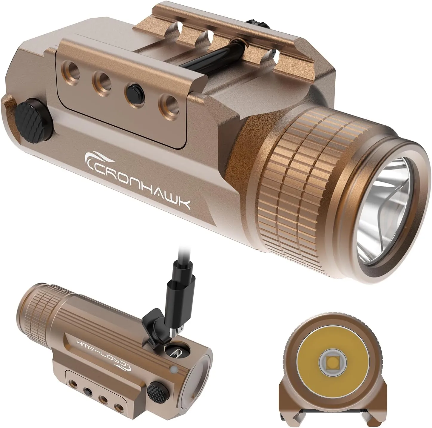 Rechargeable Pistol Light, 700 Lumen Compact Rail Mounted Tactical Gun Flashlight fit for Picatinny MIL-STD-1913