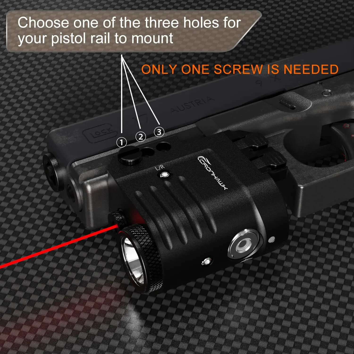 Rechargeable Pistol Light Laser Combo 650 Lumen Tactical Flashlight and Red Laser Sight Weaponlight Compatible with Picatinny 1913
