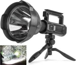 Rechargeable Spotlight Flashlight High Lumens, 3000 Lumens Super Bright Led Searchlight with Tripod and USB Output, IPX5 Waterproof 4 Modes Handheld Spotlight for Camping Hiking