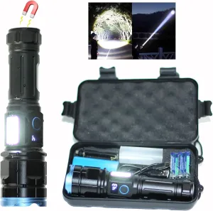 Rechargeable Super Bright LED Tactical Flashlights with White   Red Side Light Flash Light, Tail Cap with Magnet, High Power,USB Rechargeable Flashlight,Emergency Lights for Home