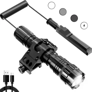 Rechargeable Tactical Flashlight Weapon Light Gun Light Picatinny Flashlight Rifle Light Tactical Led Flashlight 1200 High Lumen Tactical Flashlight