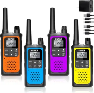 Rechargeable Walkie Talkies Long Range, 4 Pack Walkie Talkies for Adults NOAA Weather Alert, 2 Way Radio 22 FRS Channel with 1800mAh Li-ion Battery Charger USB-C Cable VOX for Hiking Cruises Camping