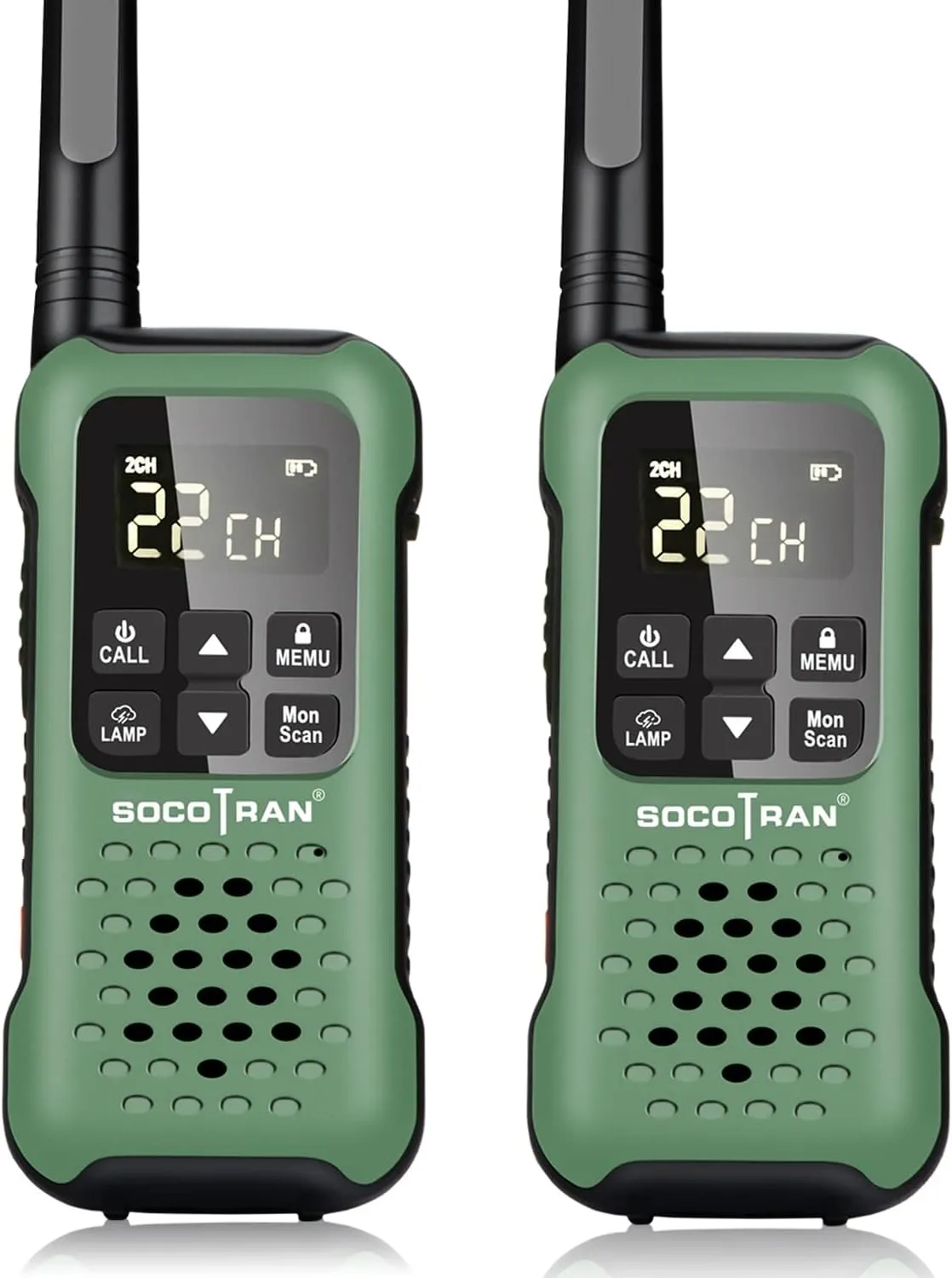 Rechargeable Walkie Talkies Two Way Radio IP67 Waterproof Long Range 5 Miles Two Way Radios Floating Flashlight & SOS Emergency Lamp, NOAA Weather Alert Walkie-Talkie Green