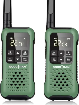 Rechargeable Walkie Talkies Two Way Radio IP67 Waterproof Long Range 5 Miles Two Way Radios Floating Flashlight & SOS Emergency Lamp, NOAA Weather Alert Walkie-Talkie Green