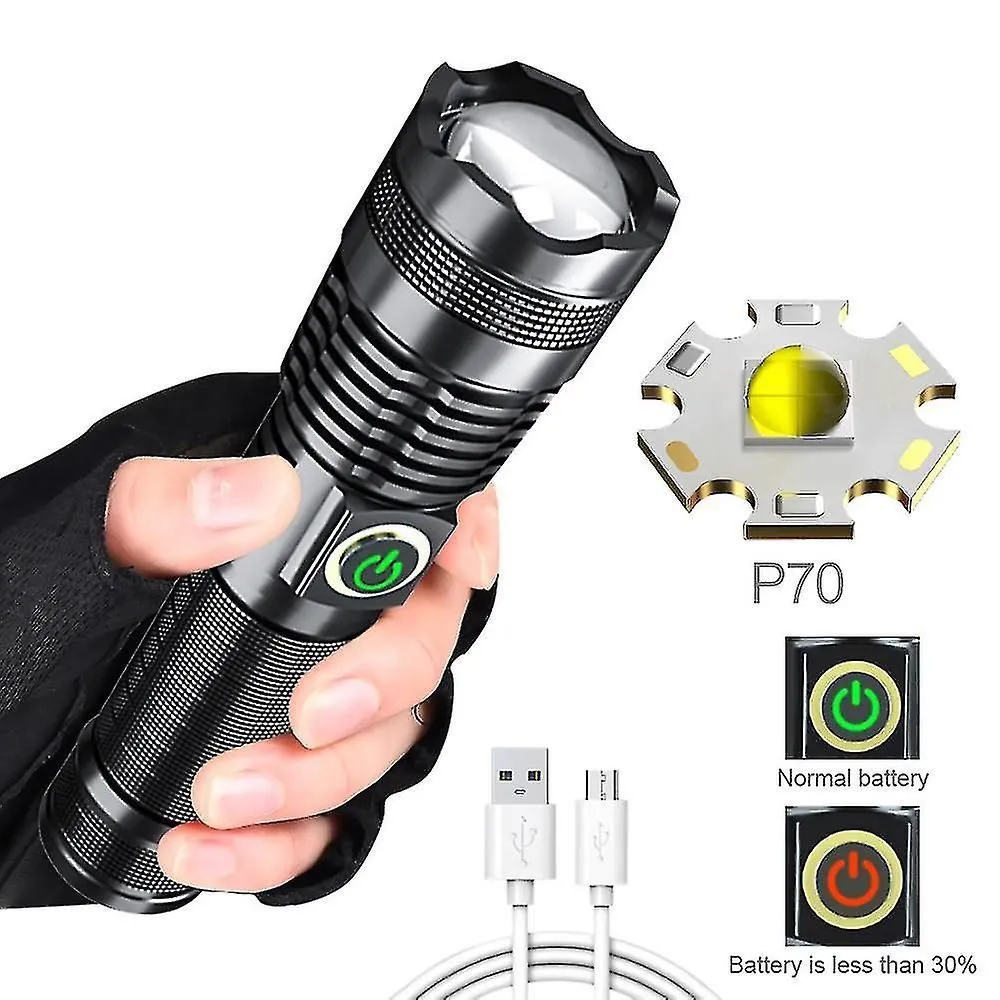 Rechargeable Xhp70 Powerful Led Usb Flashlight