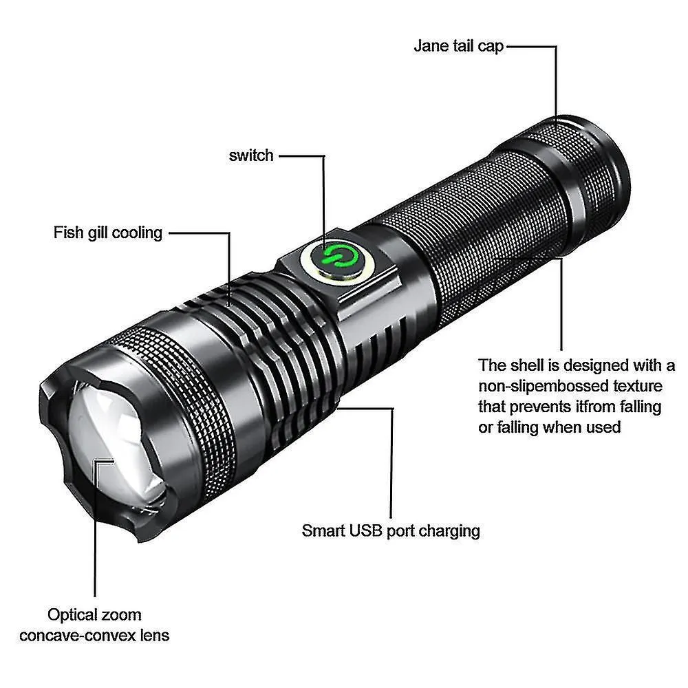 Rechargeable Xhp70 Powerful Led Usb Flashlight