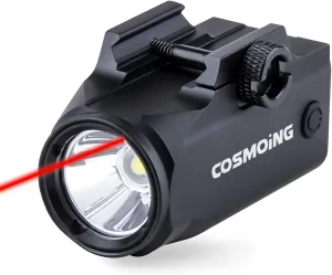 Red Laser Light Combo, Magnetic Charging 900 Lumen Laser Sight Combo Gun Flashlight with Rechargeable Battery Inside, Strobe Function for Rifles with Picatinny Rail Mount