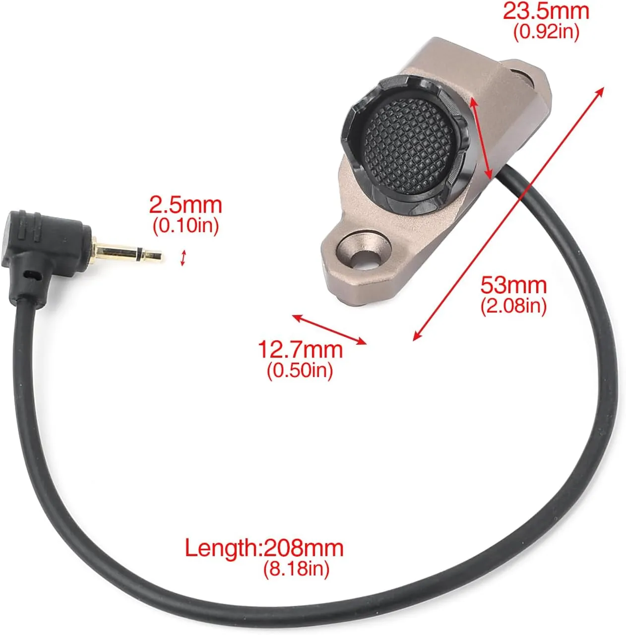 Remote Pressure Switch, Tactical Flashlight Weapon Light Switch with 2.5mm Plug for DBAL NGAL PEQ Laser with 2.5mm Interface, Aluminium Alloy Switch Fit for Mlok/Keymod Rail