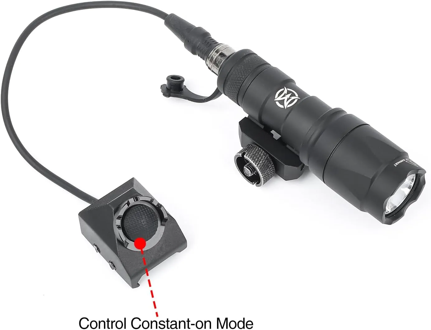 Remote Pressure Switch, Tactical Flashlight Weapon Light Switch with SF Plug for M300 M600 Scout Light, Aluminium Alloy Switch Fit for 20mm Picatinny Rail (S-BK)