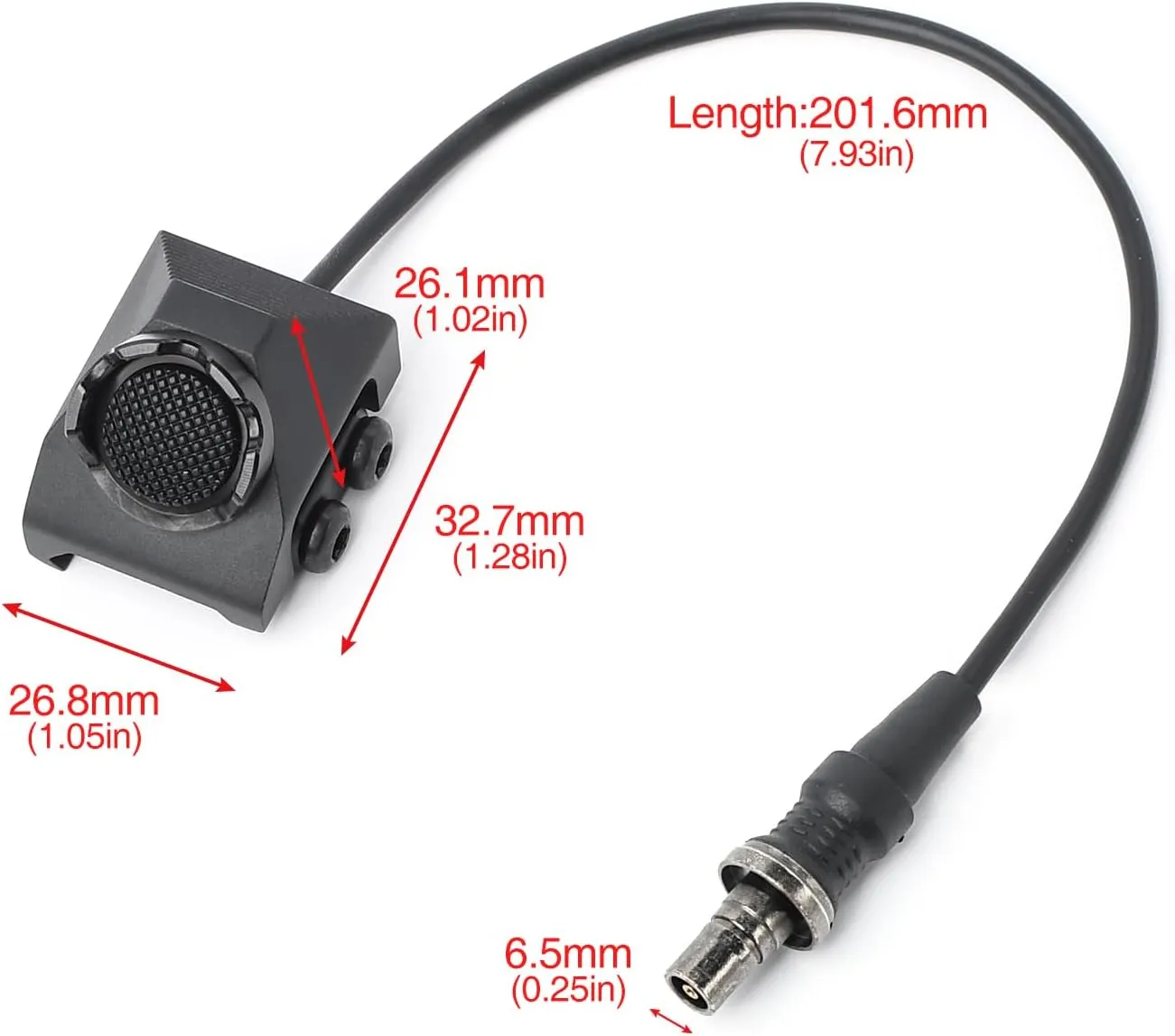 Remote Pressure Switch, Tactical Flashlight Weapon Light Switch with SF Plug for M300 M600 Scout Light, Aluminium Alloy Switch Fit for 20mm Picatinny Rail (S-BK)