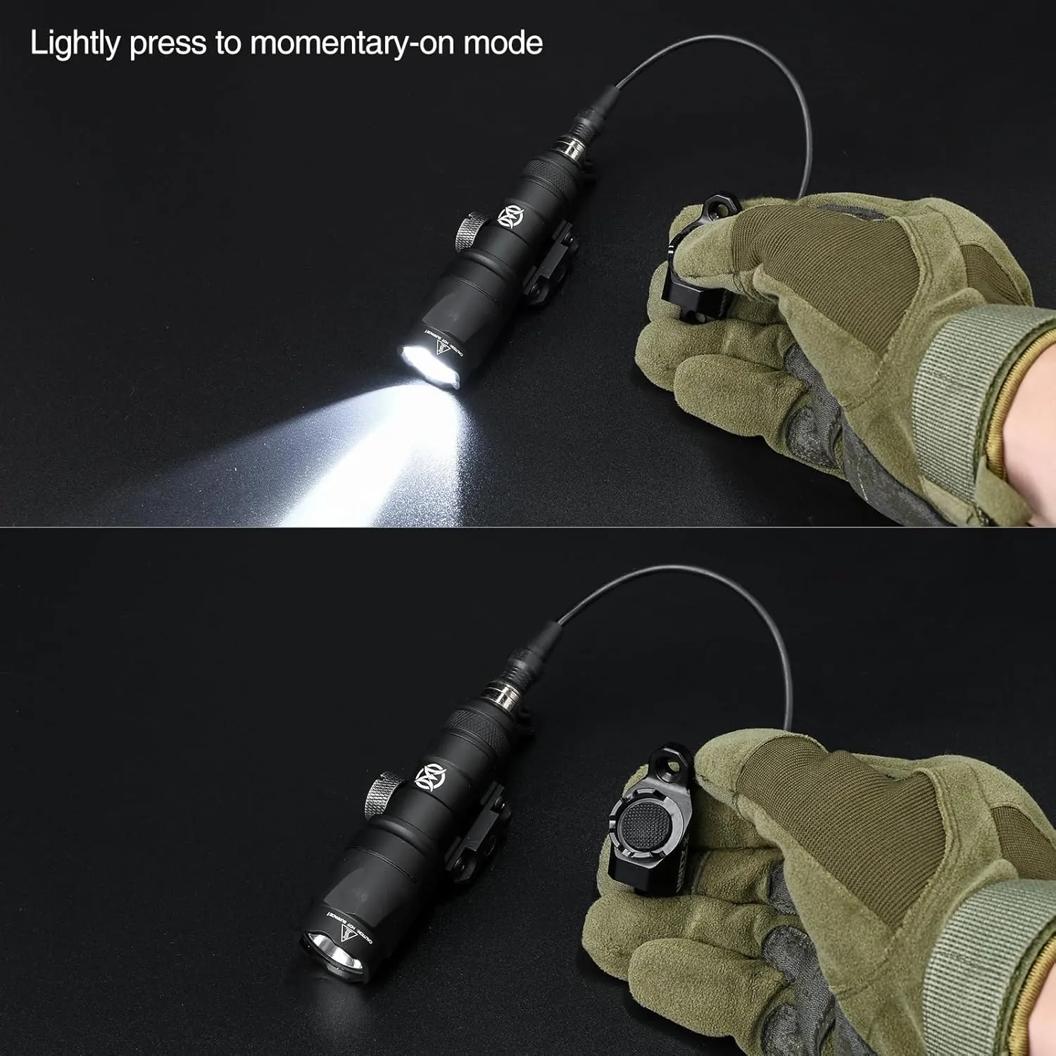 Remote Pressure Switch, Tactical Flashlight Weapon Light Switch with SF Plug for M300 M600 Scout Light, Aluminium Alloy Switch Fit for Mlok/Keymod Rail