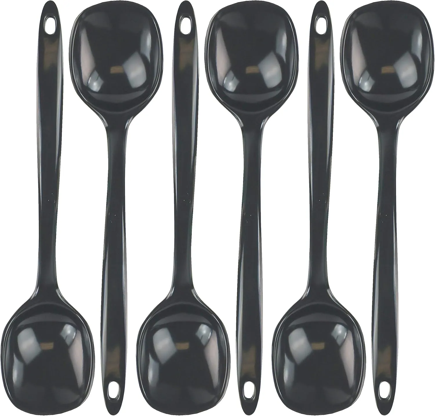 Reston Lloyd Cooking Spoon for Serving, Basting, Mixing, Heat Resistant, BPA Free Melamine 11 inch Utensil with Ergonomic Handle, Set of 6, Charcoal