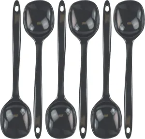 Reston Lloyd Cooking Spoon for Serving, Basting, Mixing, Heat Resistant, BPA Free Melamine 11 inch Utensil with Ergonomic Handle, Set of 6, Charcoal