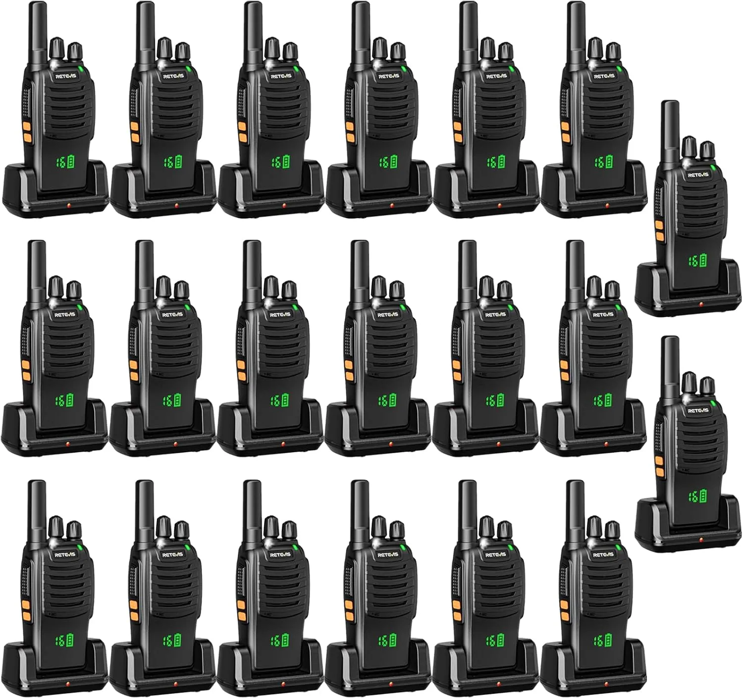 Retevis H777H Two Way Radios Long Range Rechargeable,Compact Walkie Talkies,Intuitive,Channel,Power Display,USB-C Charging,Hands Free,Business radios for Manufacturer,Healthcare,School (20 Pack)