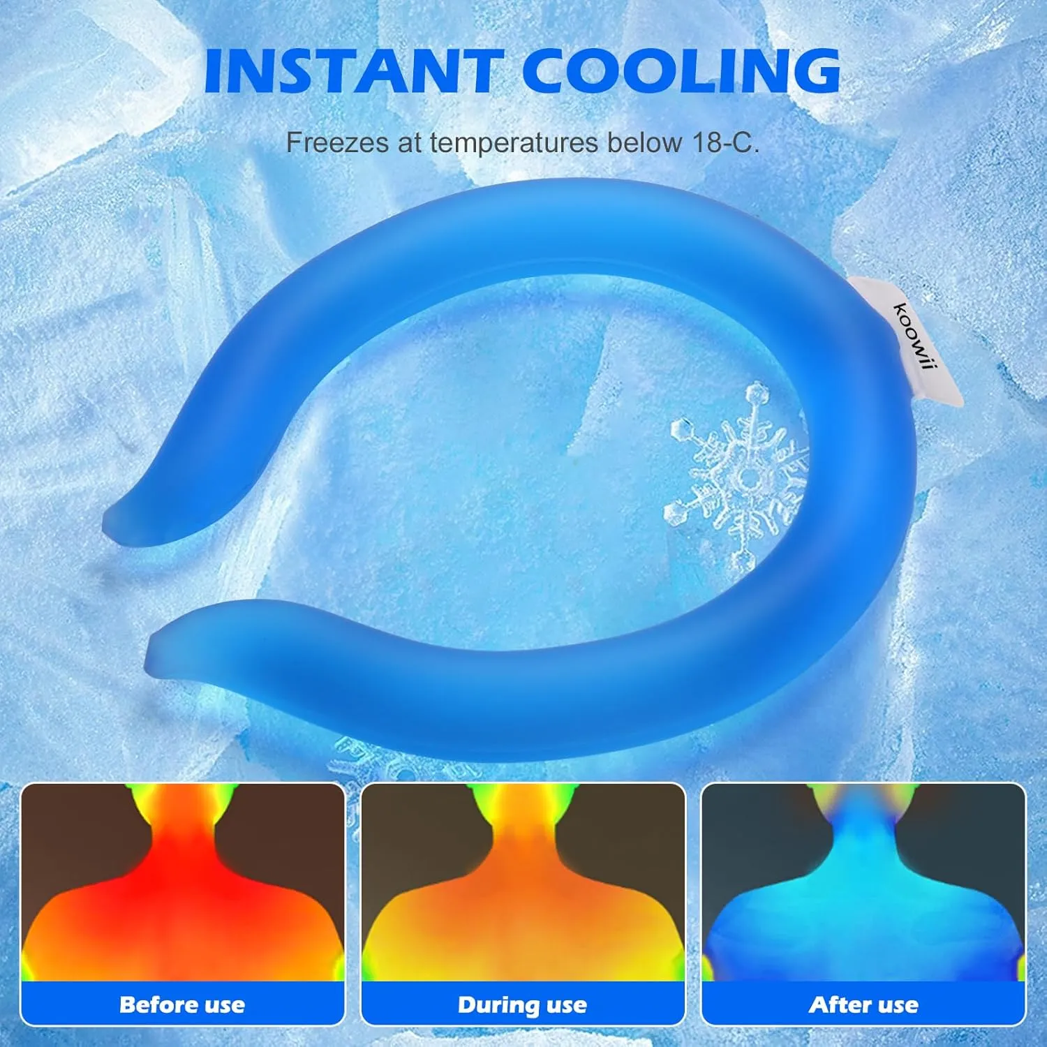 Reusable Neck Cooling Tube with Insulated Bag – Instant Chill, Long-Lasting Cooling Relief, Comfortable & Eco-Friendly Design for Outdoor Sports, Hiking, Camping, and Everyday Use (2-Pack Blue)