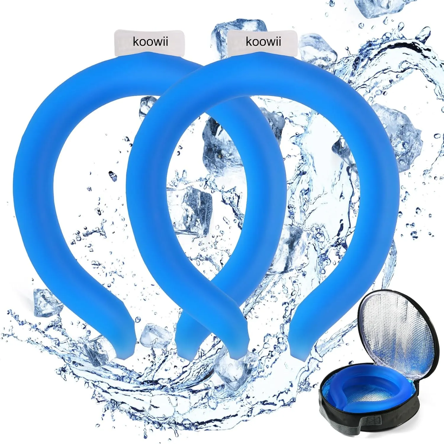 Reusable Neck Cooling Tube with Insulated Bag – Instant Chill, Long-Lasting Cooling Relief, Comfortable & Eco-Friendly Design for Outdoor Sports, Hiking, Camping, and Everyday Use (2-Pack Blue)