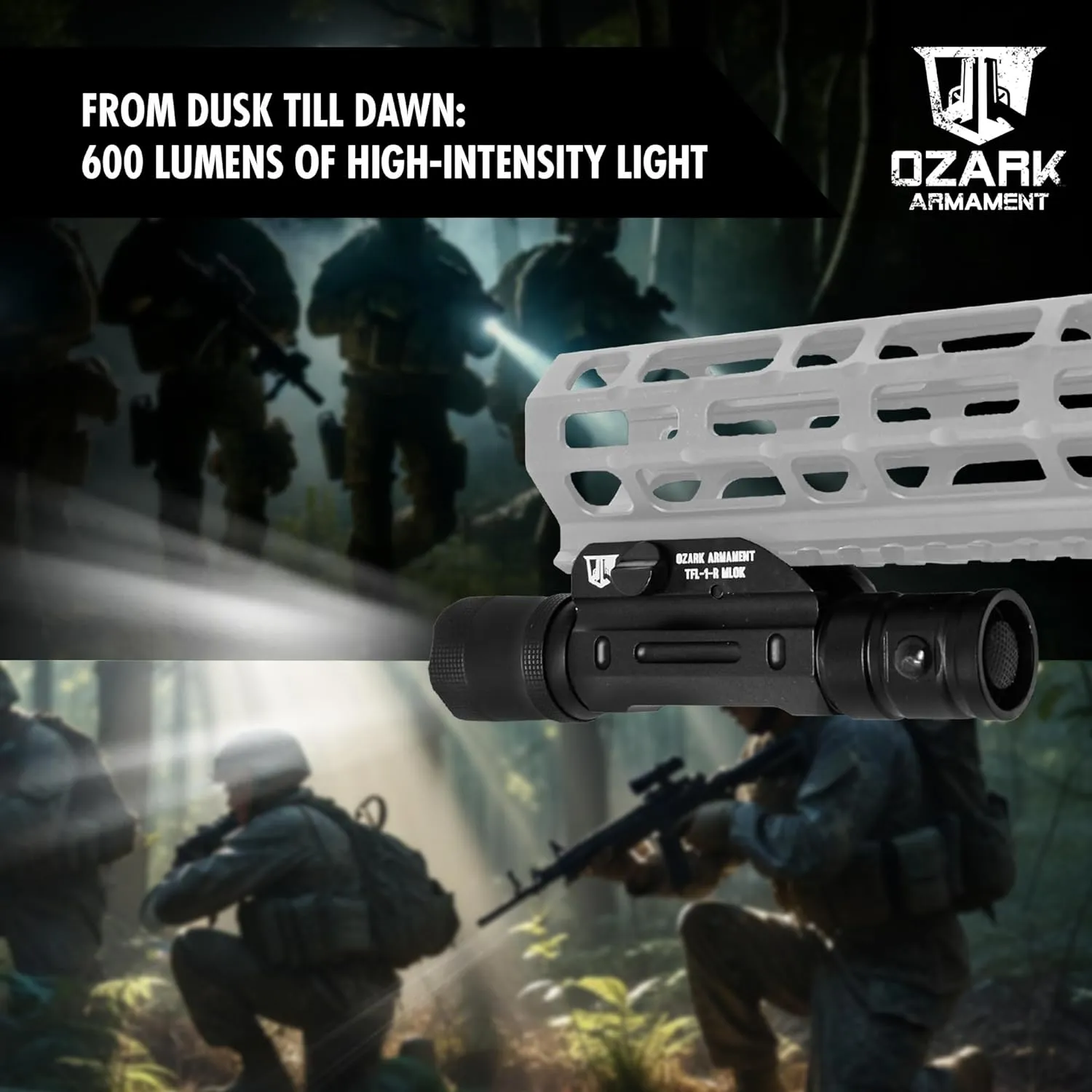 Rifle Light Picatinny Flashlight - Rifle Mounted Flashlight - Tactical Flashlights for Rifles, (MLOK)