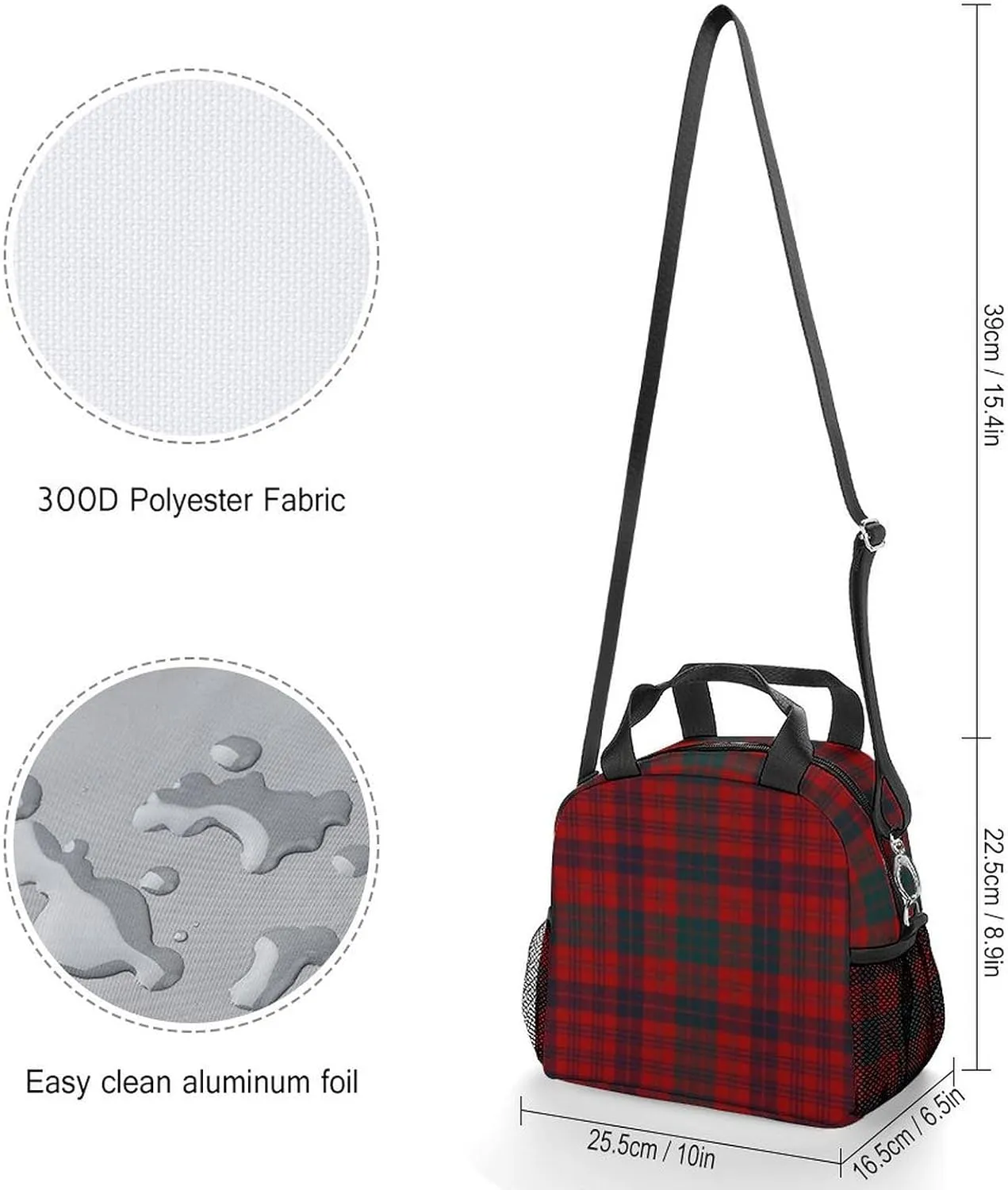 Ross Red Tartan Clans of Scotland Adjustable Shoulder Strap Insulated And Leak Proof Premium Lunch Bag Unisex