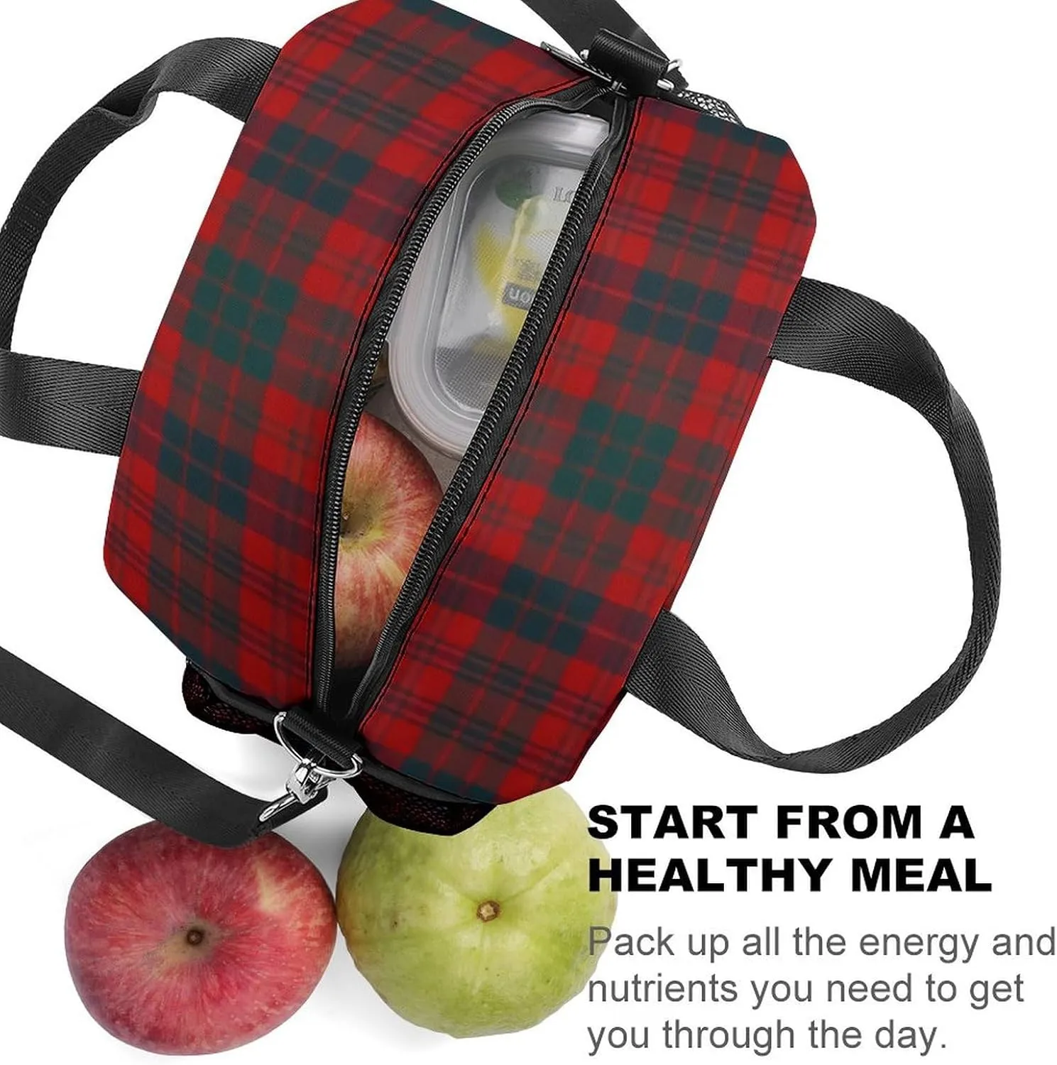 Ross Red Tartan Clans of Scotland Adjustable Shoulder Strap Insulated And Leak Proof Premium Lunch Bag Unisex