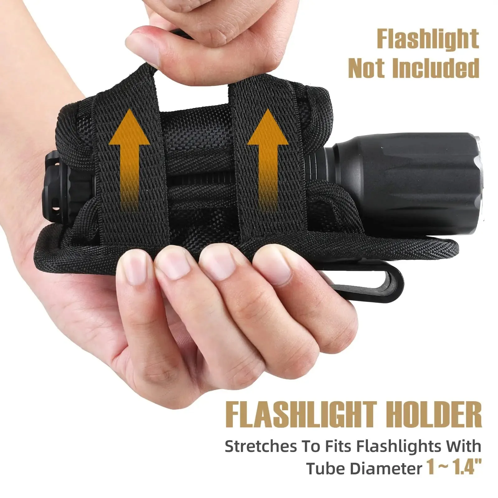 Rotatable Tactical Flashlight Pouch Holster with 360 Degree Carabiner Reel Clip - Belt Carry Case