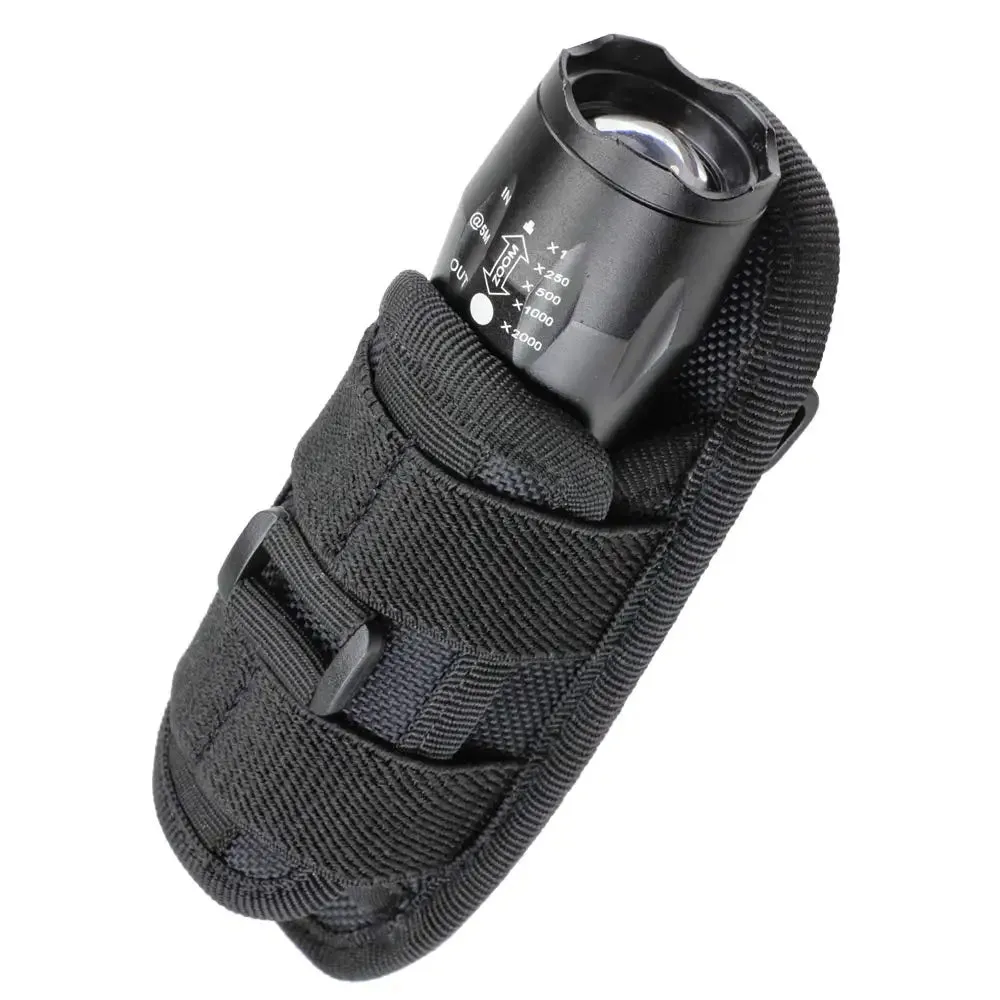 Rotatable Tactical Flashlight Pouch Holster with 360 Degree Carabiner Reel Clip - Belt Carry Case
