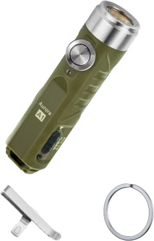 RovyVon Aurora A1 G4 LED Keychain Flashlight, 650 Lumen Super Bright with EDC Pocket-Sized, New Type-C Rechargeable, Momentary On, Lock Mode, Gift for Camping Emergency Outdoor(ArmyGreen)