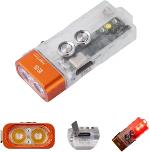RovyVon E5 USB C EDC Flashlight Rechargeable AAA Battery Compatible, 4000K High CRI Small Bright Flat Pocket Flashlight Dual Power Sources Daily Keychain Light for Camping Hiking(White Red Sidelight)