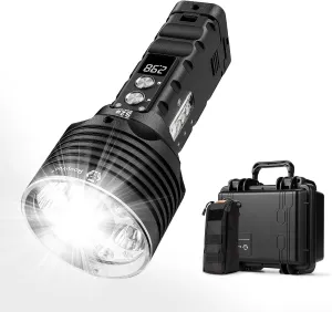 RovyVon S2P 10000-Lumen Super Bright LED Search & Rescue Flashlight, Durable Aluminum Body, IP67 Waterproof, Multi-Mode Main & Side Lights for Reliable Outdoor Illumination