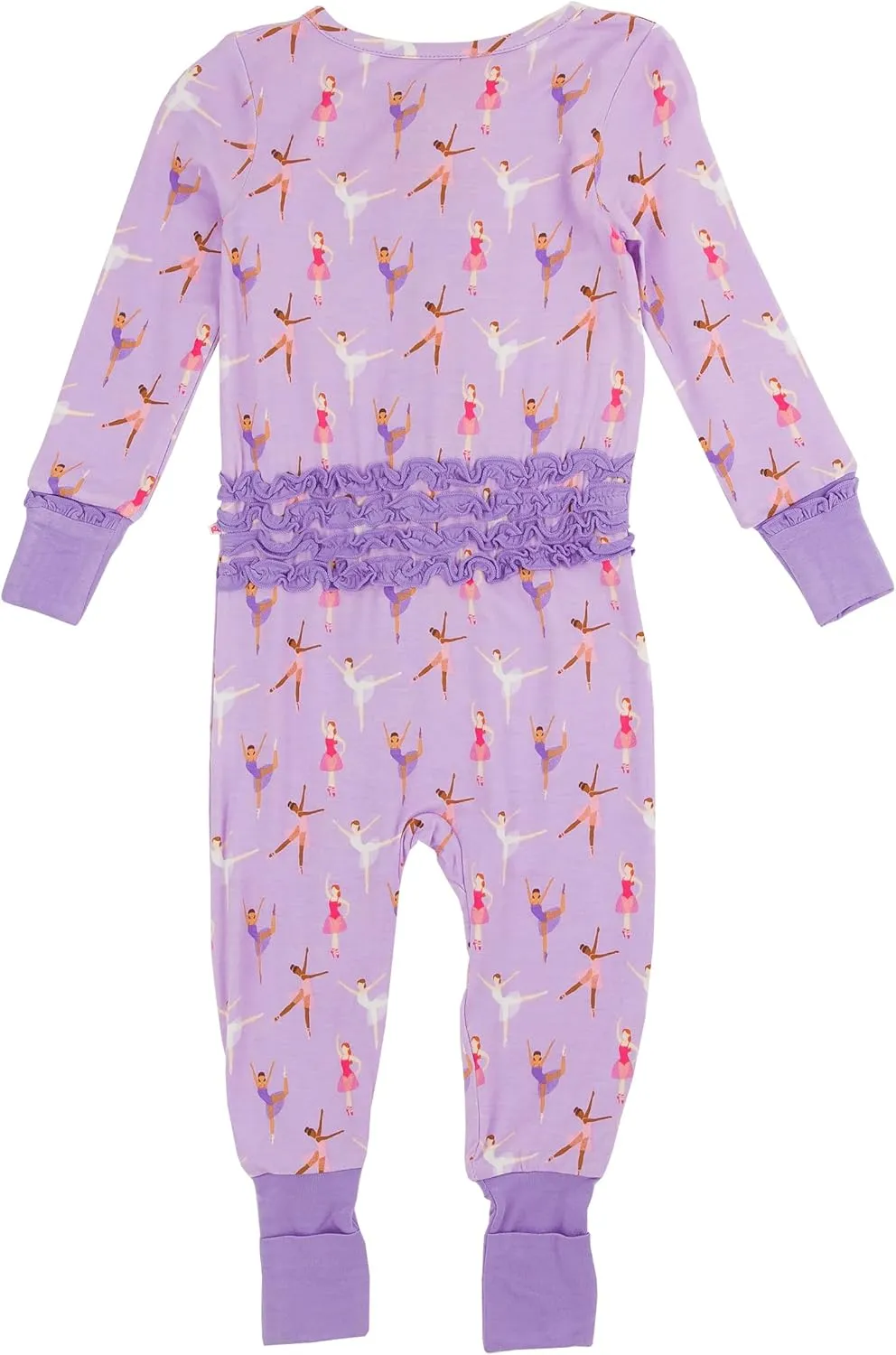 RuffleButts SoftSnooze™ Viscose from Bamboo Baby Girls Ruffle One Piece Convertible Pajamas