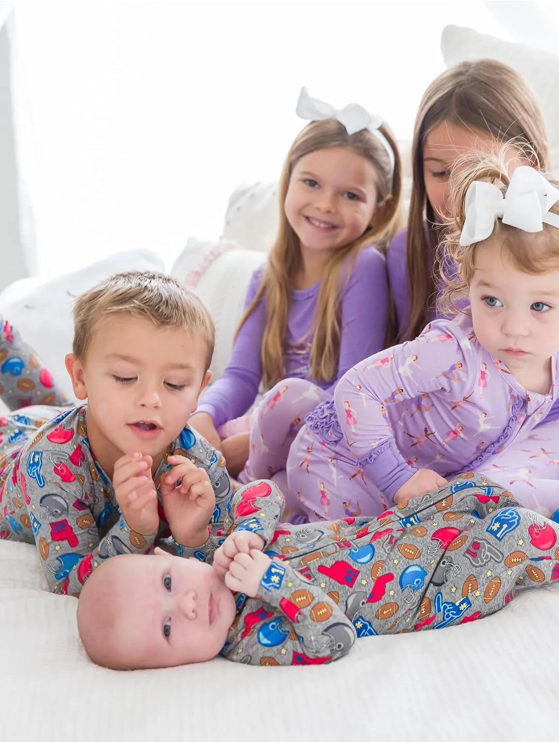 RuffleButts SoftSnooze™ Viscose from Bamboo Baby Girls Ruffle One Piece Convertible Pajamas