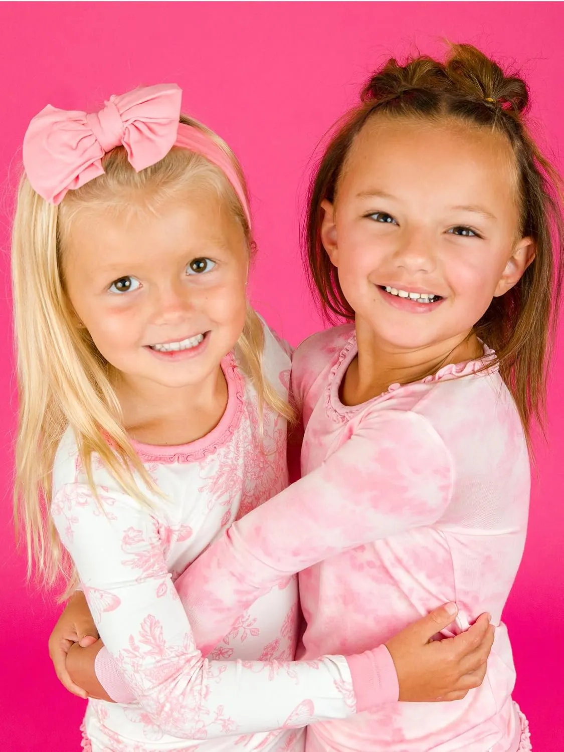 RuffleButts SoftSnooze™ Viscose from Bamboo Toddler/Big Girls Ruffle Long Sleeve Pajama Set