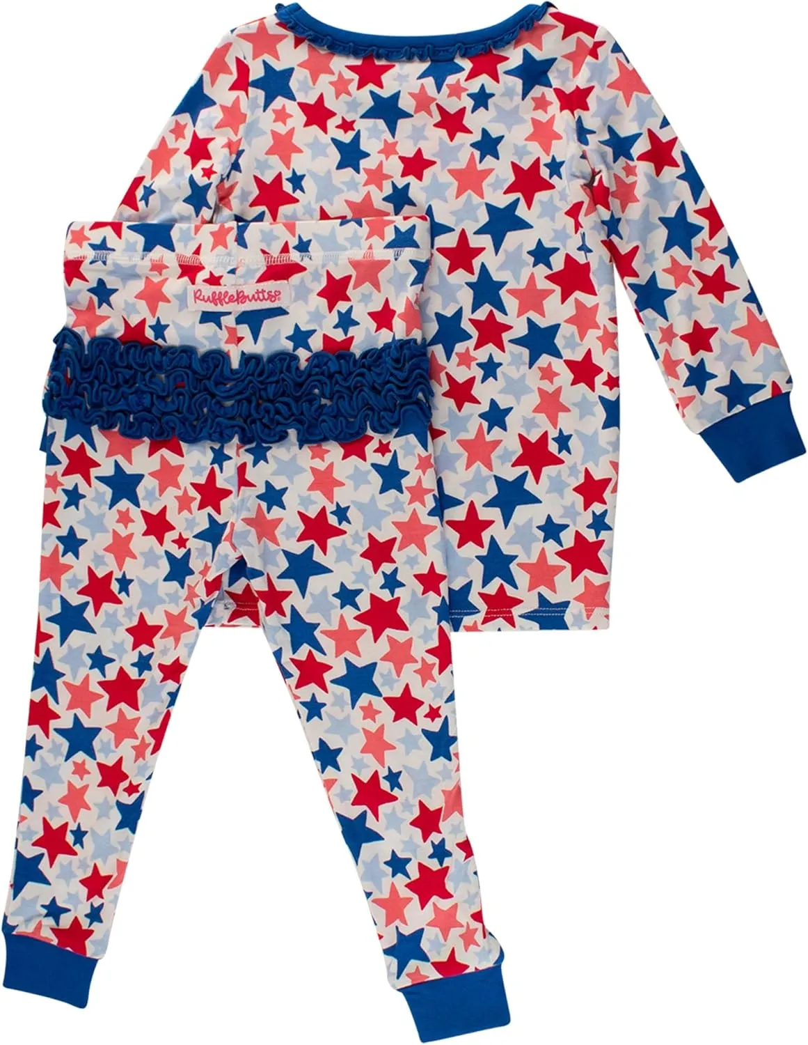RuffleButts SoftSnooze™ Viscose from Bamboo Toddler/Big Girls Ruffle Long Sleeve Pajama Set